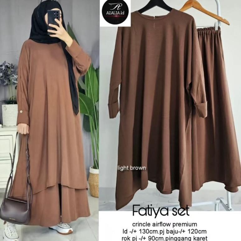 TERMURAH PGMT - Fatiya Indira Long Set Tunik XL Ld 110cm XXL Ld 130cm Rok One Set Wanita Bahan Crink