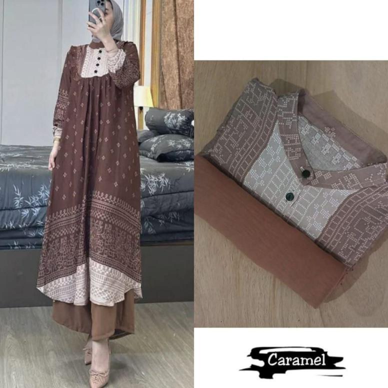 PROMO Setelan Tunik Denada Rayon Diamond Mix Crinkle Airflow