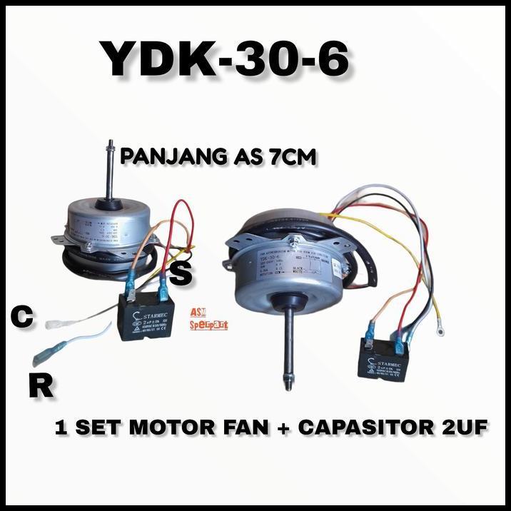 HOT DEAL MOTOR FAN AUTDOOR AC YDK-30-6 + CAPASITOR 2 MF SHARP LG PANASONIK 