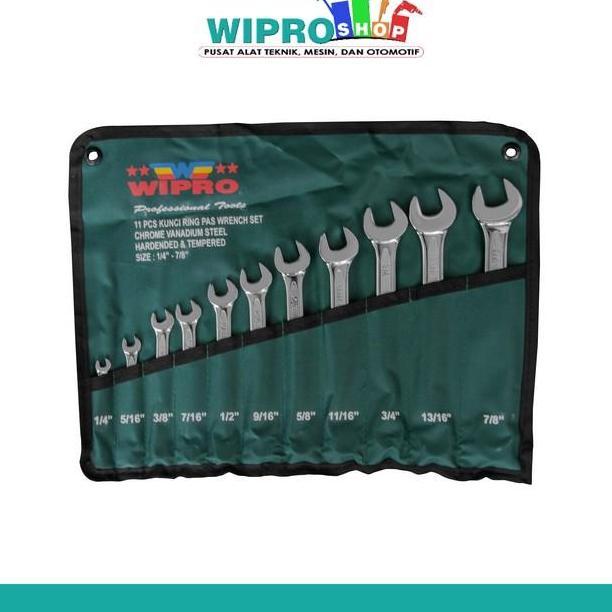 Grosir Wipro Kunci Ring Pas Set 11Pcs Inch 1/4" - 7/8" Kunci Ring Pas Set 11Pcs Inch 1/4" - 7/8"