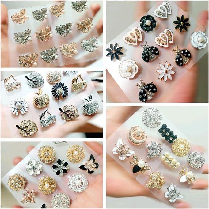 ferlando.olandra - paket hemat bros mini premium isi 12 & 6pcs motif campur bahan alloy kuat tebal c