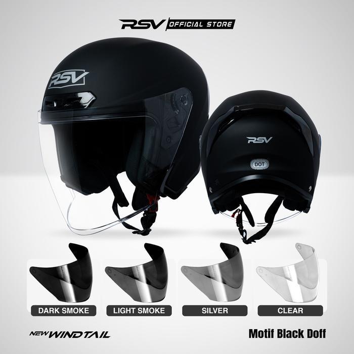 (Bundle) Helm Rsv New Windtail Series + Extra Visor Warna (Smoke/Iridium) Half Face Unisex Rsv Origi