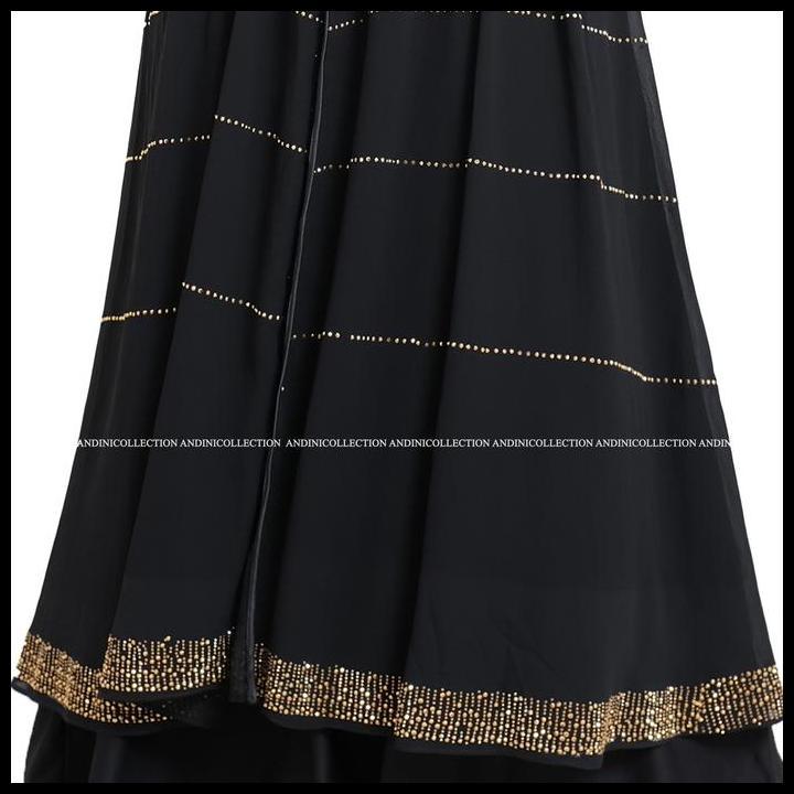 [Anak Tanggung] Andinicollection Abaya Turkey 157 Amarta Hitam Putih Muslim Polos Payet Mewah 100% O