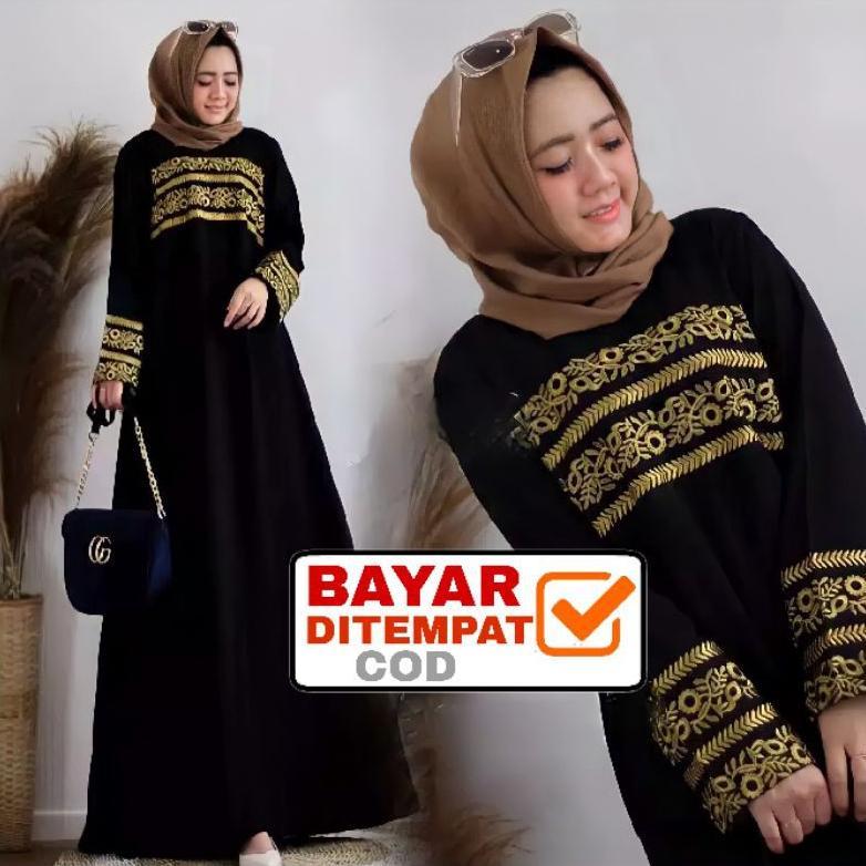 Abaya Bordir Hitam Turkey Arab Turki Mewah Jumbo Gamis Bordiran Terbaru