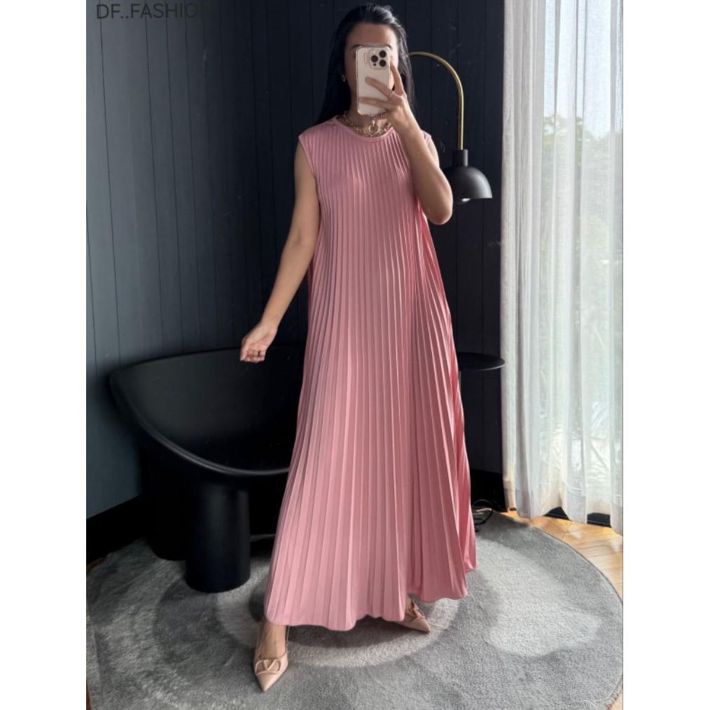 Inner Dress Plisket Mayung | Dress Panjang Polos Plisket Mayung | Inner Gamis Dress Plisket A-Linen 