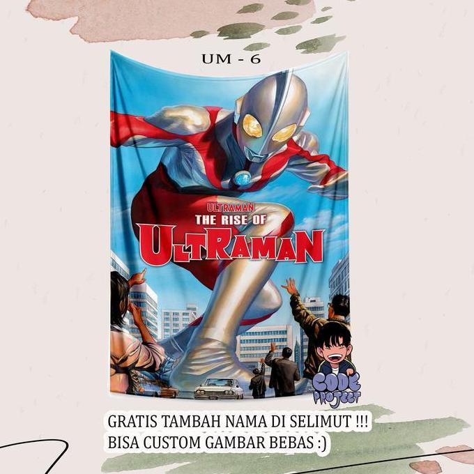 SELIMUT KARAKTER ULTRAMAN - selimut ultraman - kado ulang tahun selimut - bisa tambah nama - selimut
