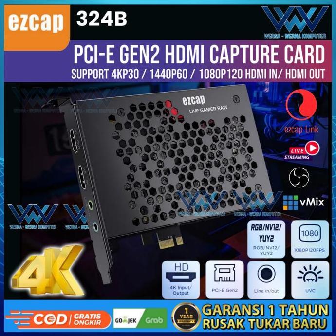 Ezcap 324B Pcie Pci Express Hdmi 4K Video Capture Card Gamer Live Raw Terbaik