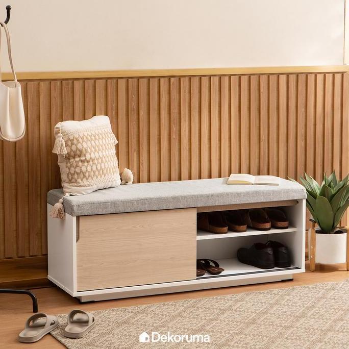 Dekoruma RAITA Rak Sepatu 2 Susun dengan Bench / Sofa Rak Sepatu