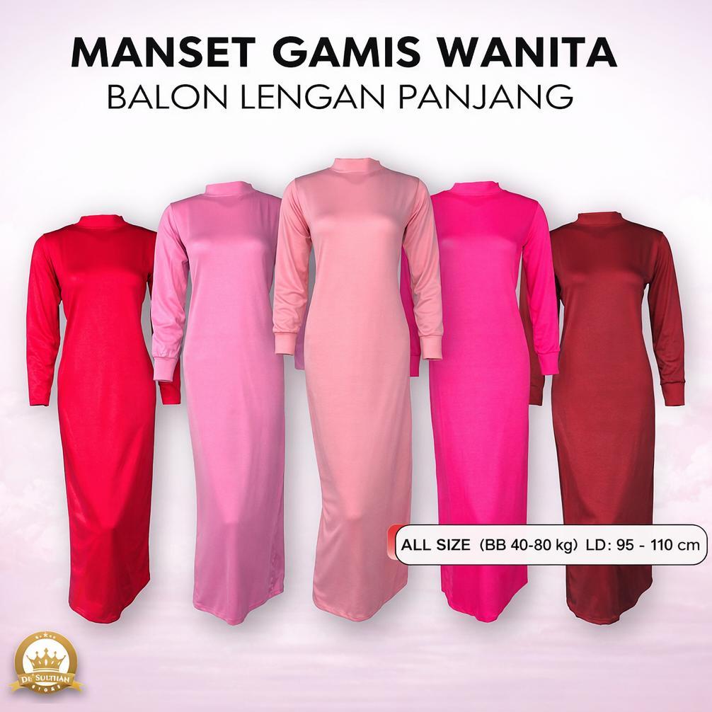 Baju Manset Gamis Lengan Panjang Spandek Balon Kerah Leher Tinggi Turtle Neck Wanita Polos Dalaman P