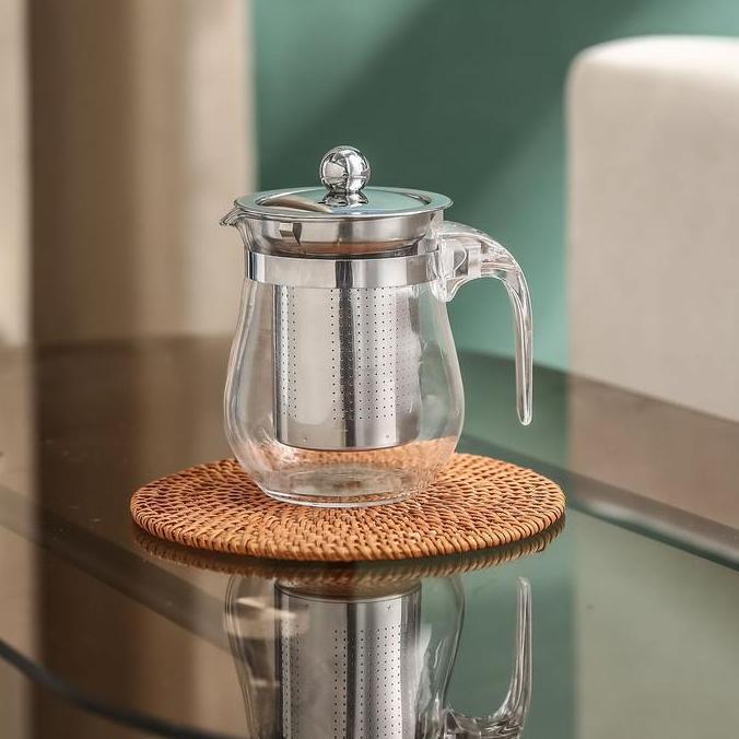 Why99- Tea Pot Stainless Steel - Teapot Teko Beling Kaca Stainless Dengan Saringan Teh - Tea Pot