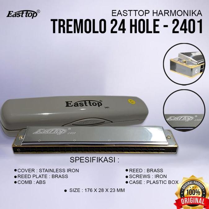 Harmonica Harmonika Easttop Tremolo Easttop 24 Hole 2401 Original