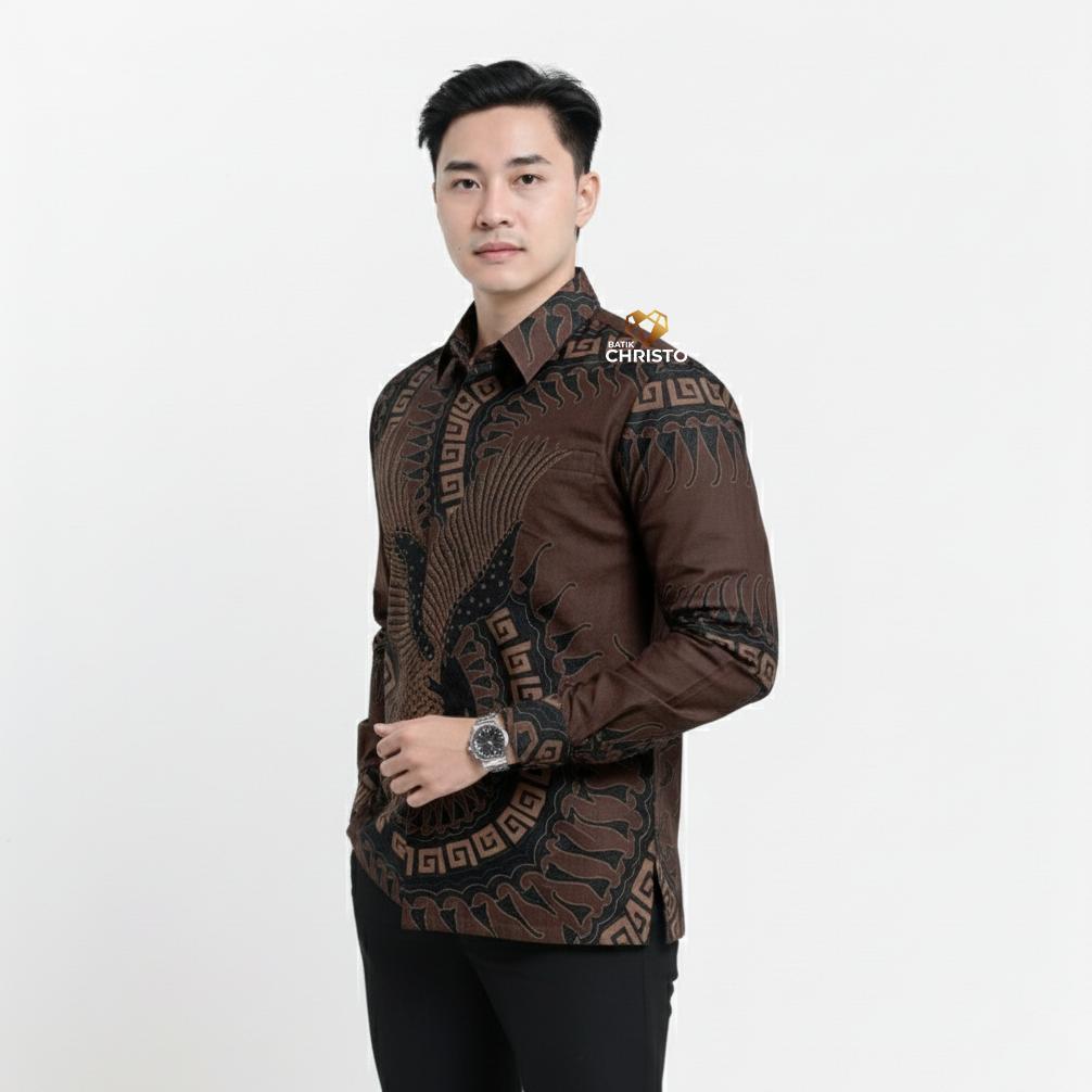 HOT SALE KEMEJA BATIK PRIA BAJU LENGAN PANJANG SLIMFIT LAPIS FURING BATIK CHRISTO 1250 BAHAN KATUN P
