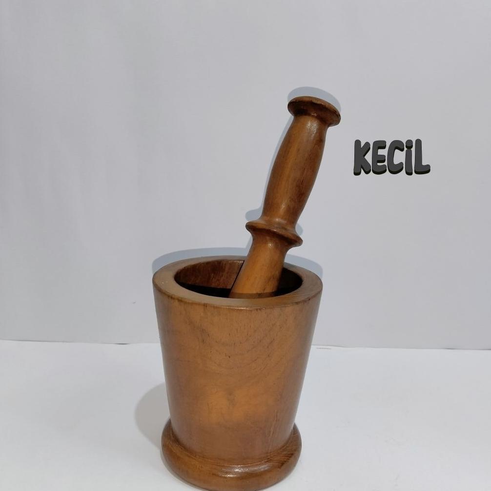 Lumpang Kayu Jati - Cobek Tumbuk Set Alu Kayu - Lesung Jati Cod