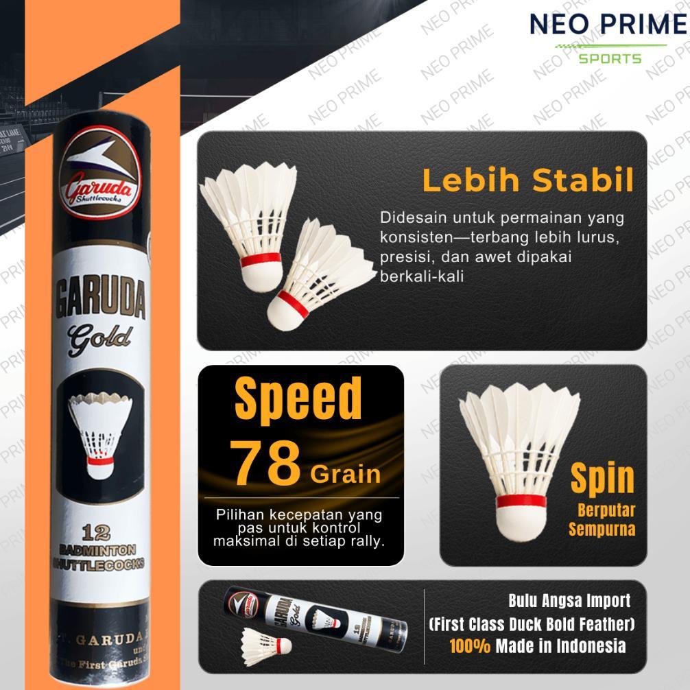 RECOMMENDED SHUTTLECOCK BADMINTON GARUDA GOLD PUTIH KOK BULUTANGKIS 1 SLOP ISI 12 BOLA BULU ANGSA