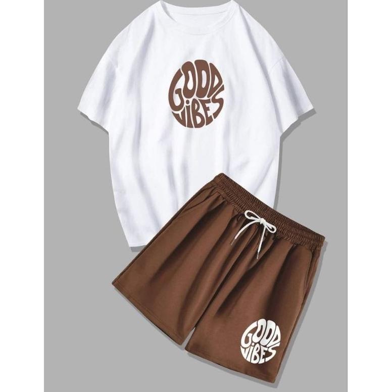 CUCI GUDANG Setelan Pria 1 Set Celana Pendek Baju Setelan Kaos pria Korean Baju Distro Pria