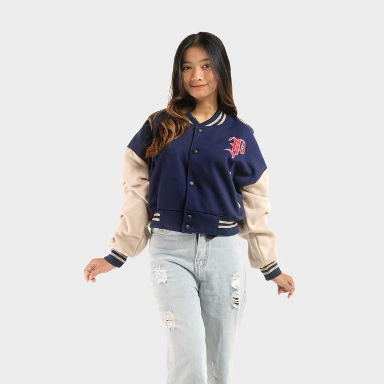 Sale PHOMPPHIESS Jacket Varsity Crop Oversize Jaket Baseball Crop