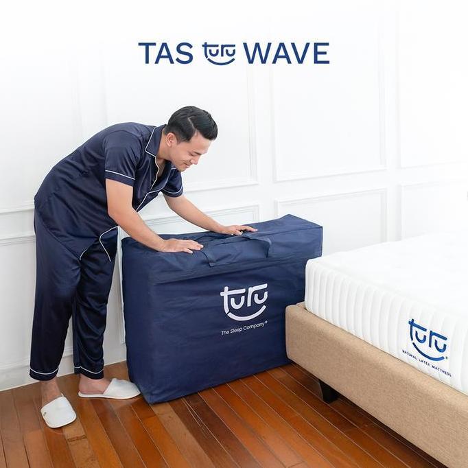 Tothemoon- Turu Tas Bag Cover Kasur Lipat Turu Wave Spunbound Tebal - Dark Blue Penyimpanan Waterpro