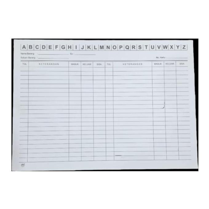 Kartu Stok Persediaan Besar / Stock Card Lebar