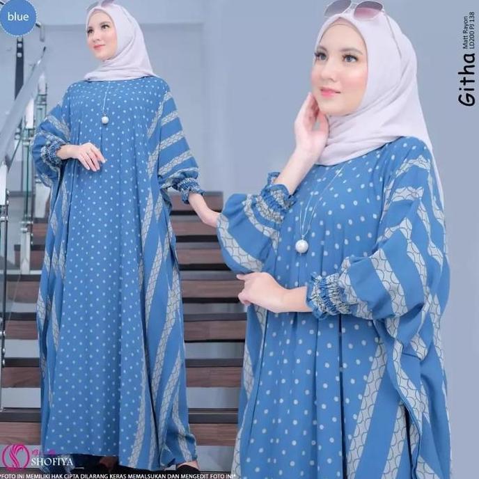 Termurah / Hot Sale Anggi Home Kaftan Rayon Super Jumbo Xxxl Busui Resleting Motif Polkadot / Kaftan
