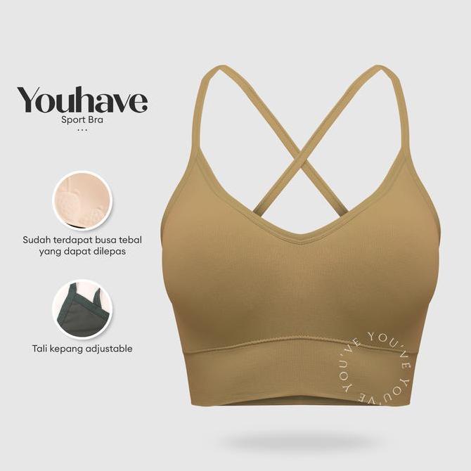 Fitbanget- YouVe (Youhave) Bh Sport Bra Wanita Sport Busa Tipis Bisa Dilepas Pasang 100109