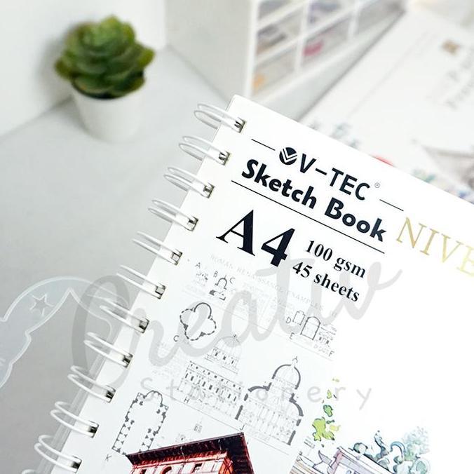 V-tec Sketch Book A4 Spiral 100gsm 45 Lembar 90 Halaman