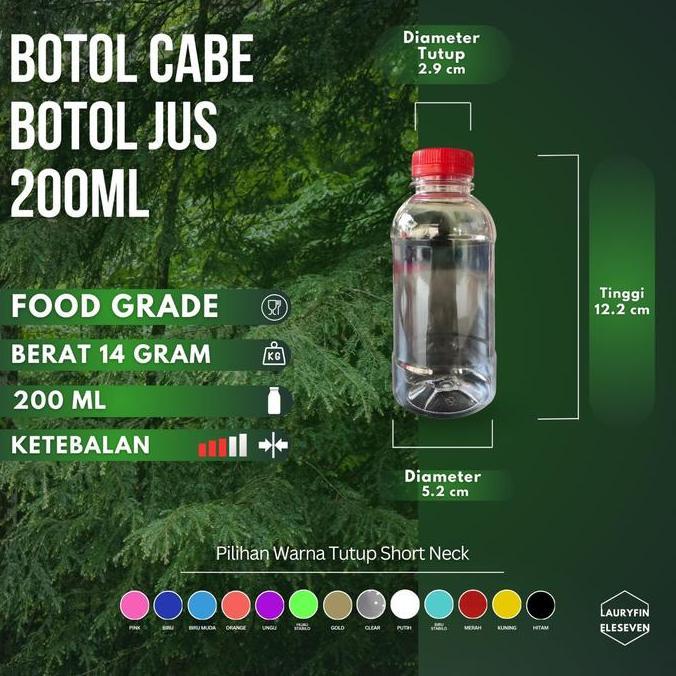 Isi 100 Pcs Botol Cabe 200 ml / Botol Plastik 200 ml / Botol Sanno