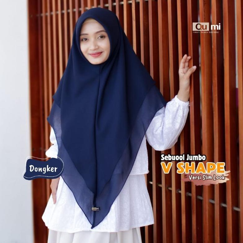 TERBARU SEBUOOL JUMBO V SHAPE (SLIM LOOK VERSION) by QUMILABEL Khimar segi empat instan syar'i