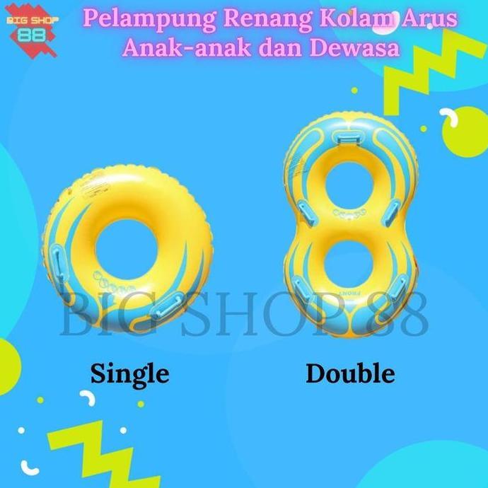 BAN PELAMPUNG RENANG ANAK DEWASA JUMBO SINGLE DOUBLE SWIM RING DONUT BULAT KUNING KOLAM ARUS WATERBO