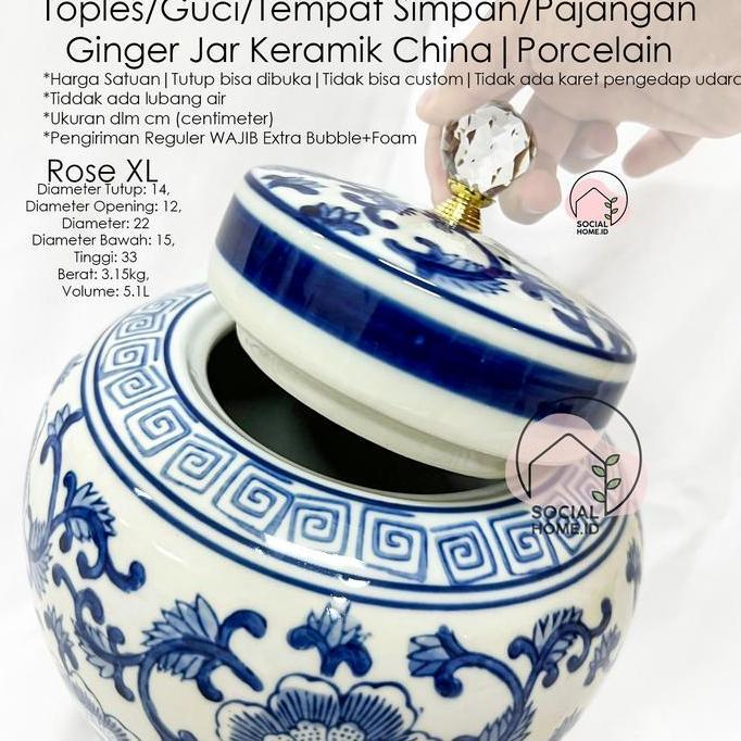 Toples Guci Tochin Keramik China Porcelain Porselain Biru Uk. Besar