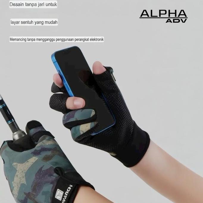 ALPHA ADV Sarung Tangan Mancing Fishing Glove Waterproof Anti Air Anti Slip Touchscreen Layar Sentuh