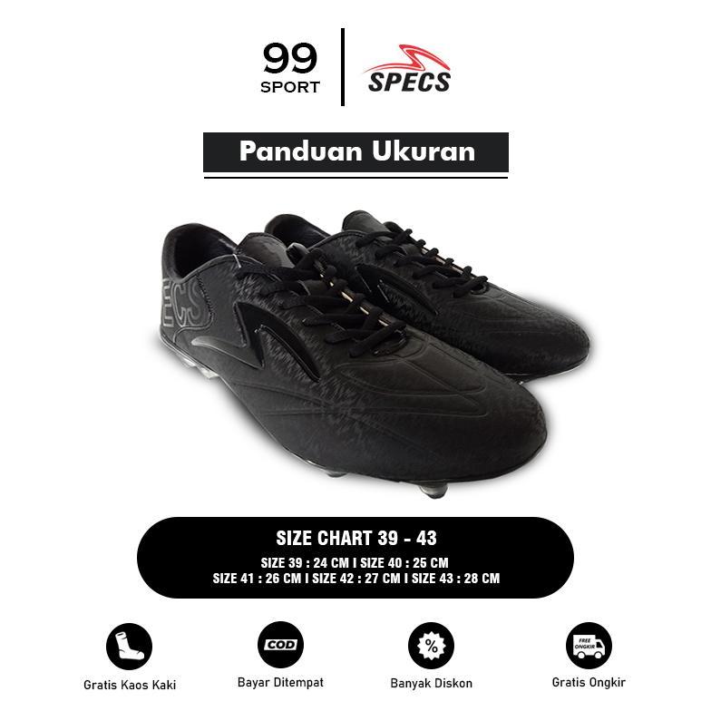 CUCI GUDANG SEPATU SEPAKBOLA SPECS ESTADIO FG HITAM POLOS