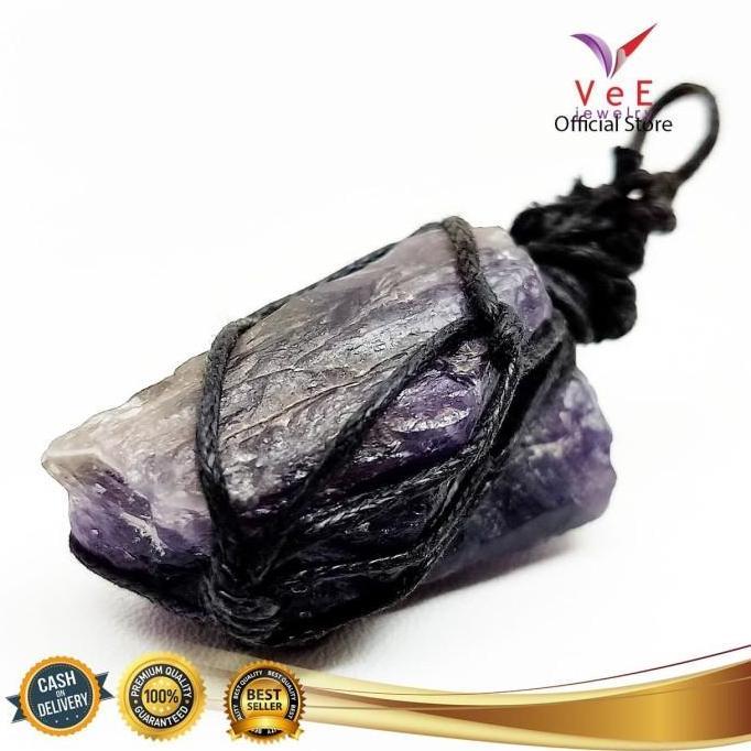 Liontin Batu Kecubung Ungu Amethyst Bongkahan - VeE Liontin Wanita