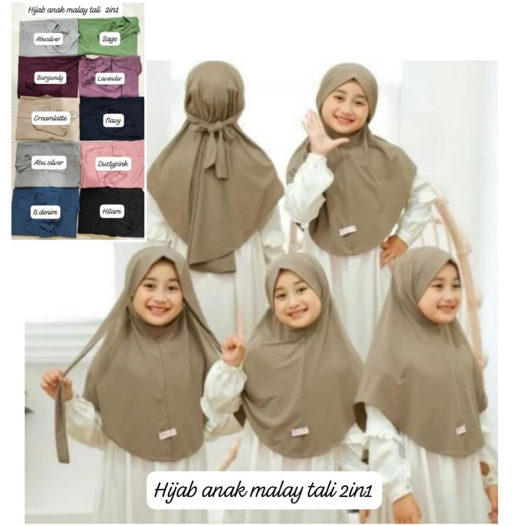 Hijab instan anak malay tali/arvino