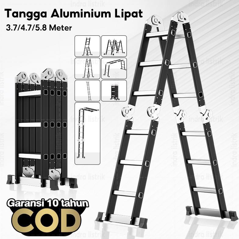Reaim Tangga Lipat Tangga Rumah Lipat Paduan Aluminium Teleskopik TanggaTeleskopik Multifungsi Tangg