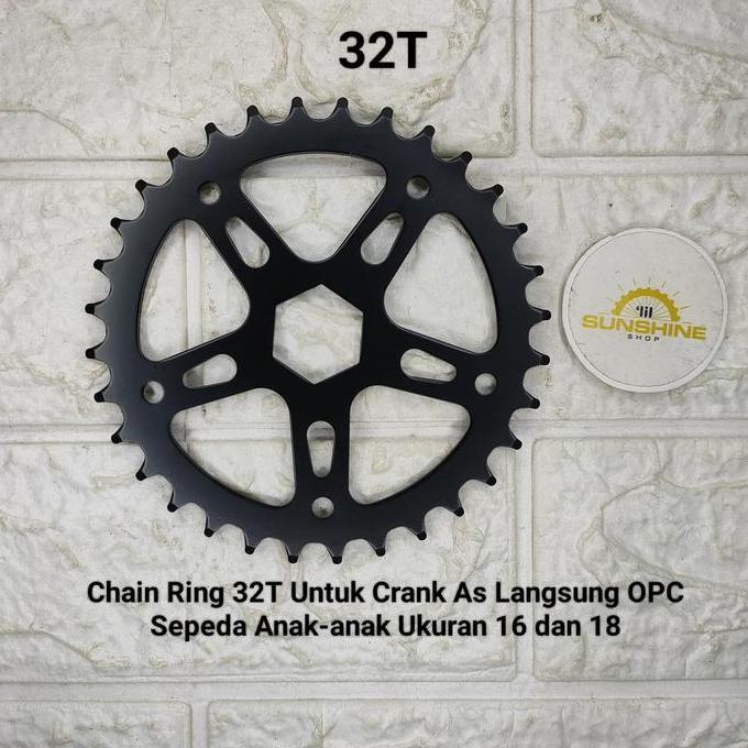 Chain Ring Piringan 32T Untuk Crank Gir Tengah As Langsung Sepeda Anak 16 18