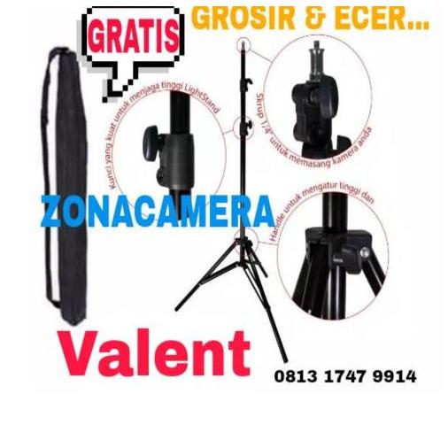 Kanpeki- Lightstand Valent Tripod Studio Tripod Lampu Light Stand Valent + Tas