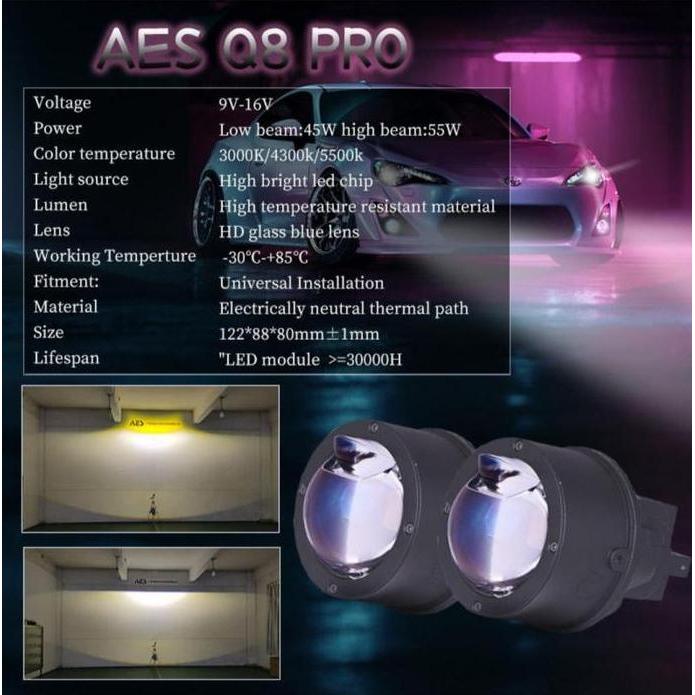 BILED FOGLAMP FOG LAMP AES Q8 PRO LASER 3 WARNA