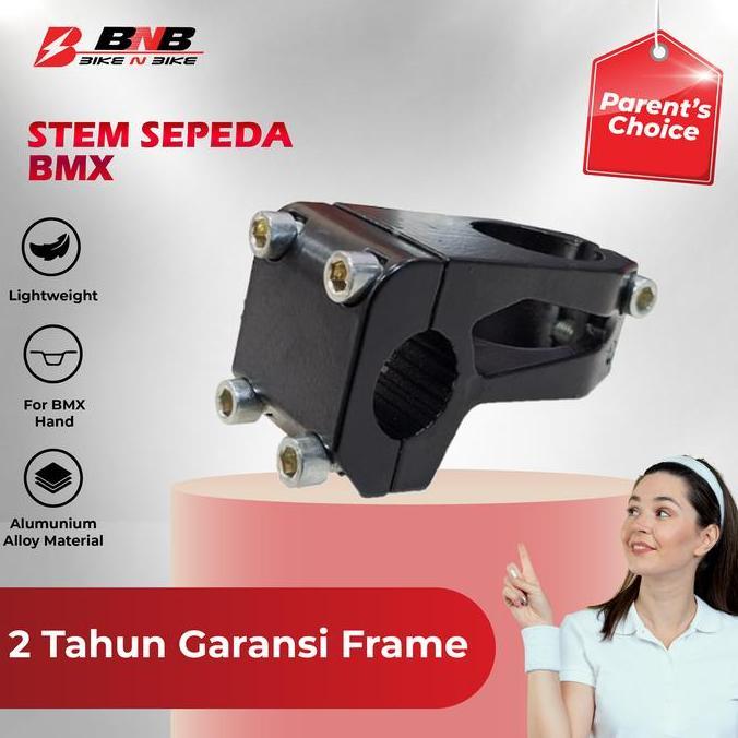 BikeNBike - Stem Sepeda Bahan Alloy / Tiang Dudukan Sepeda / Stem Sepeda BMX INTER Polos Hitam