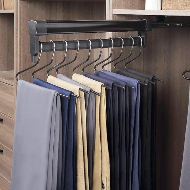 Rel Pakaian Geser Teleskopik Aksesoris Lemari Baju Clothing Rail Wardrobe Hanger Rack