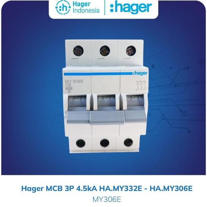 Promo Hager Mcb 6A 6 Ampere 3 Phase 4.5Ka - My306E