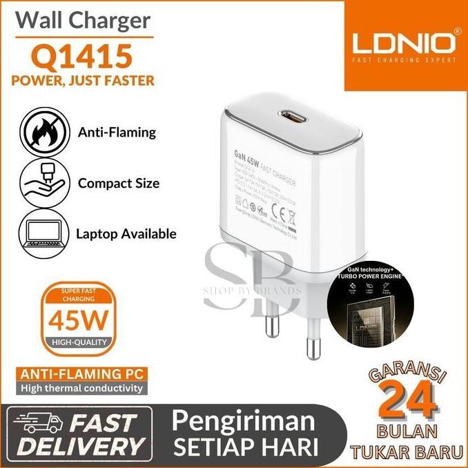 TERMURAH - Travel Wall Charger LDNIO Q1415 45W GaN Technology PD/QC3.0 Laptop Available Super Fast C