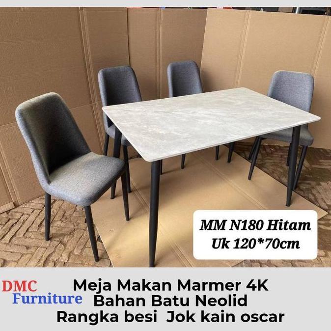 Meja makan marmer 4 kursi