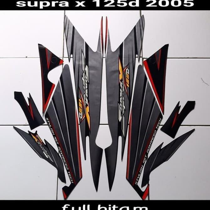 stiker striping body motor Supra X 125D 2005 Full Hitam