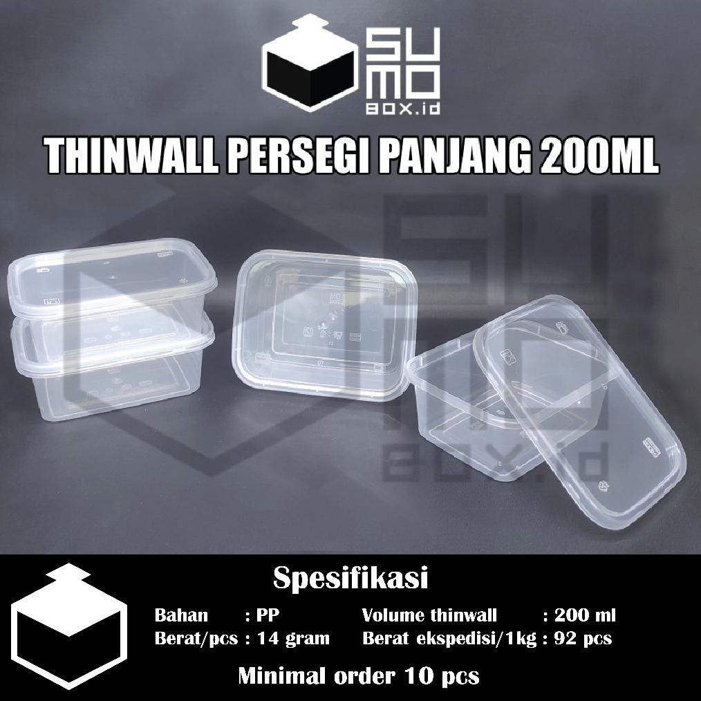 Best Sale Thinwall Persegi Panjang 200Ml + Tutup / Wadah Plastik Box Dessert Kontainer 200 Ml [Ecera