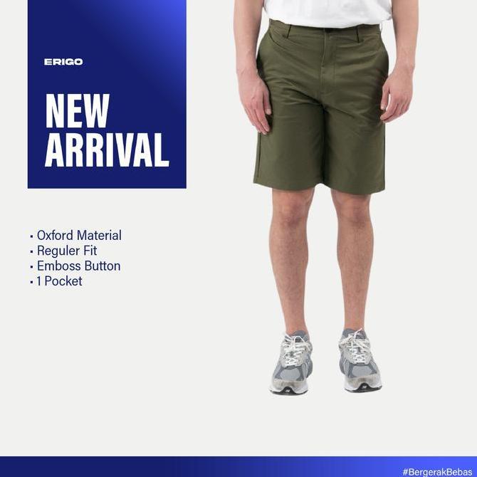 Erigo Chino Short Flexi Fit Ricky Army - Celana Pendek Chino Unisex