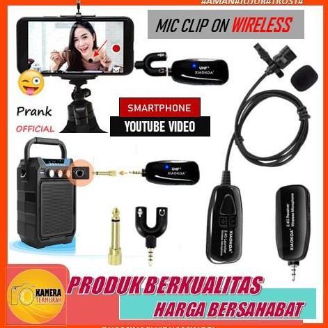 Microphone Mic Clip On Wireless UHF Youtuber PRANK VLOG untuk