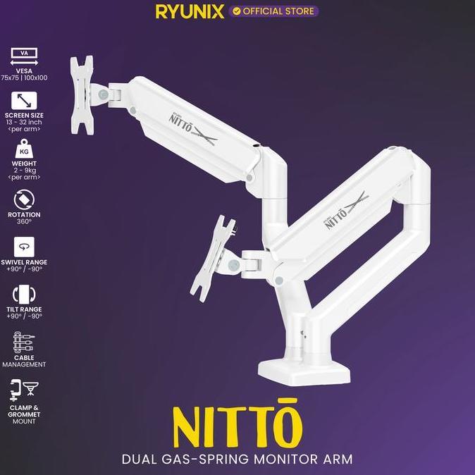Sades Ryunix Monitor Arm Itto & Monitor Arm Dual Nitto