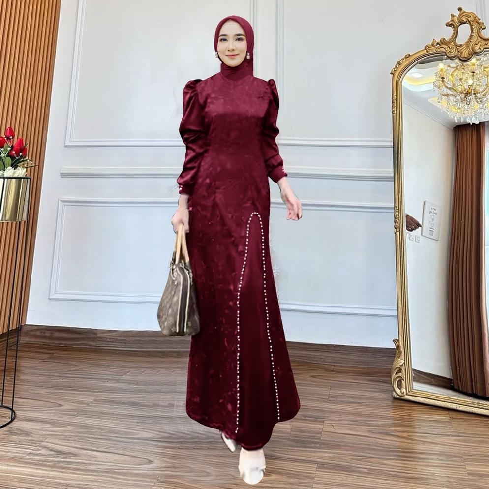 Gamis Maxi Naura M L Xl Xxl 3Xl Gamis Pesta Cantik Gamis Kondangan Maxi Couple Nikahan Keluarga Gami
