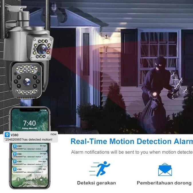 Sale V380 Pro Kamera Cctv Untuk Kebun Sawit Outdoor Dual Lens Dual Screen Full Hd Ptz View Waterproo