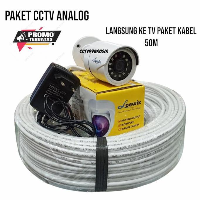 Promo Paket Kamera Cctv Analog Outdoor Langsung Ke Tv /Paket Kabel 50M